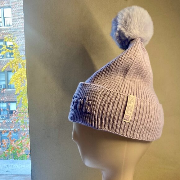 Lavender Beanie Pompom New York Logo Unisex NWT - Picture 3 of 11